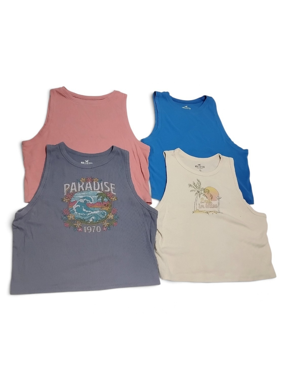 Hollister Cropped Tank Tops — Blue, Pink, Gray, Cream XL